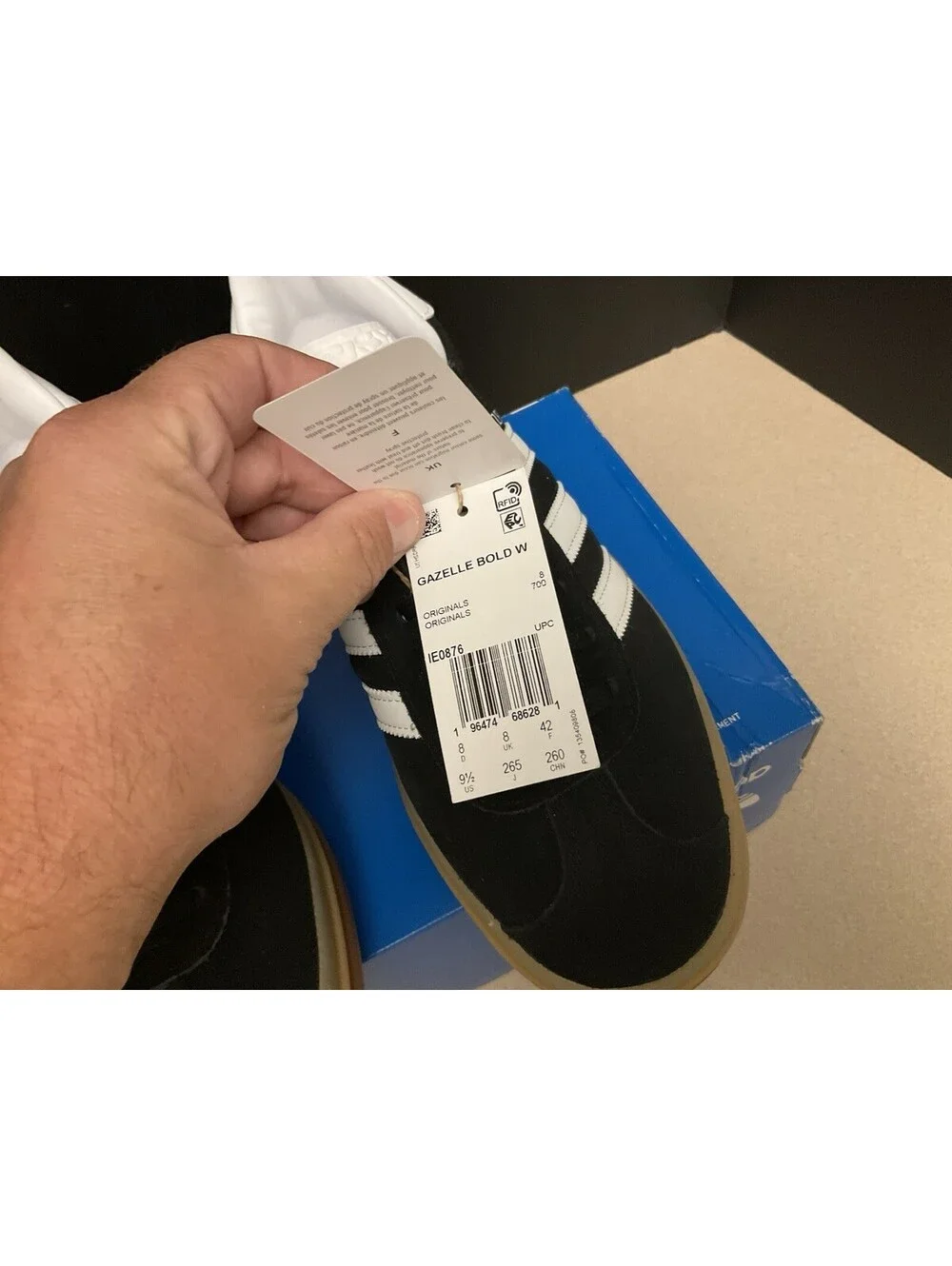 New! Womens Adidas Gazelle Bold Black/White/Gum Athletic Shoes. Size 9.5. Nice!